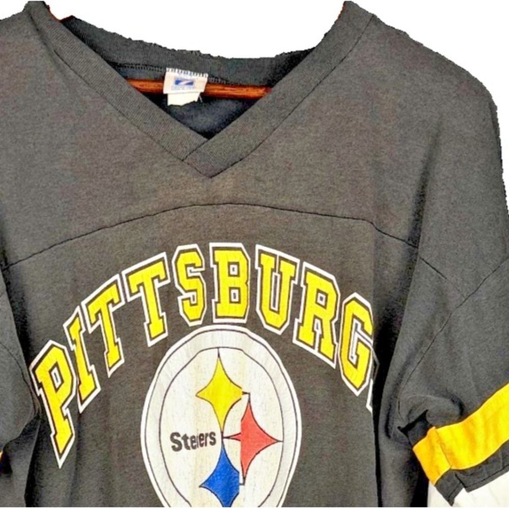 Logo7 Shirt Mens XL Vintage 1994 Pittsburgh Steelers NFL Gridiron V-Neck USA